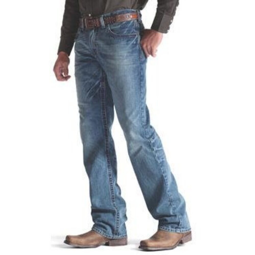 Ariat Men's M4 Low Rise Relaxed Bootcut Jeans Scoundrel Blue 10008403